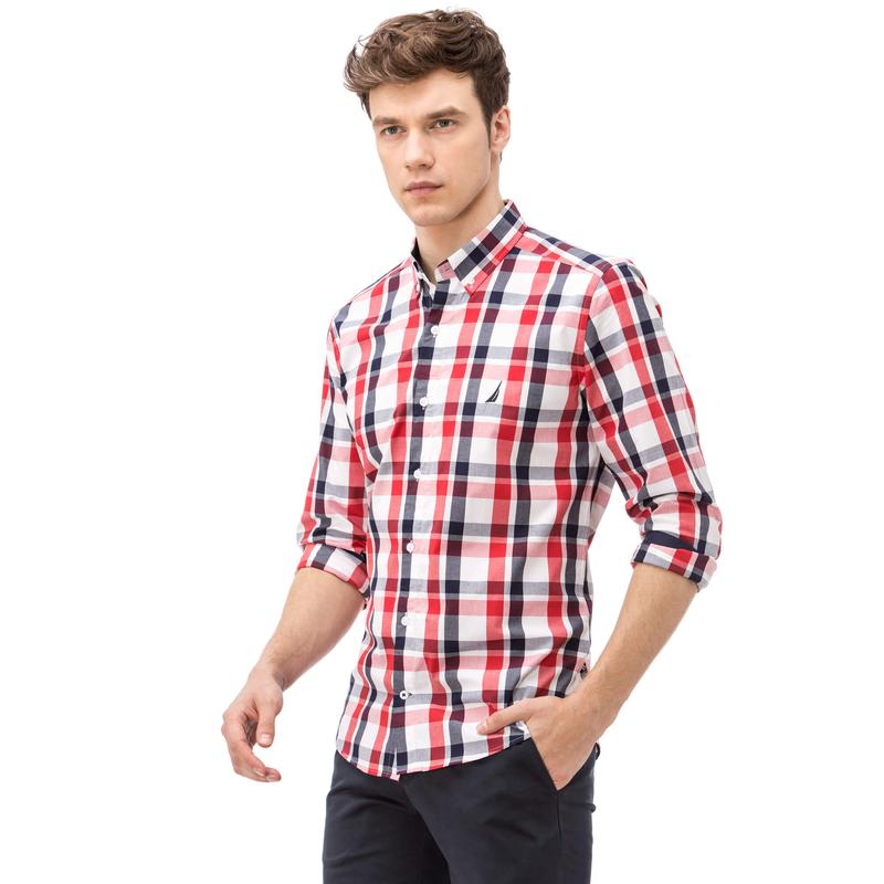 NAUTICA ERKEK SLIM FIT KIRMIZI GÖMLEK