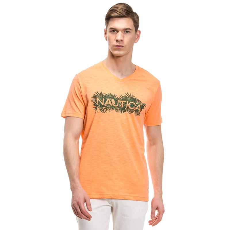 NAUTICA ERKEK V YAKA SLIM FIT TURUNCU T-SHIRT