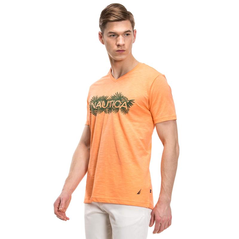 NAUTICA ERKEK V YAKA SLIM FIT TURUNCU T-SHIRT