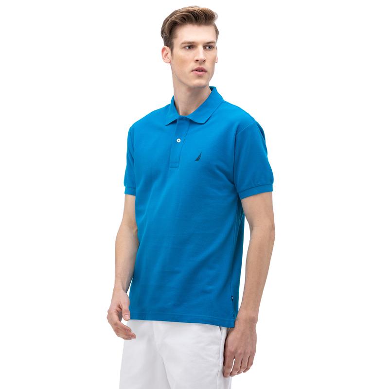 NAUTICA ERKEK MAVİ KISA KOLLU PAMUKLU SLIM FIT POLO