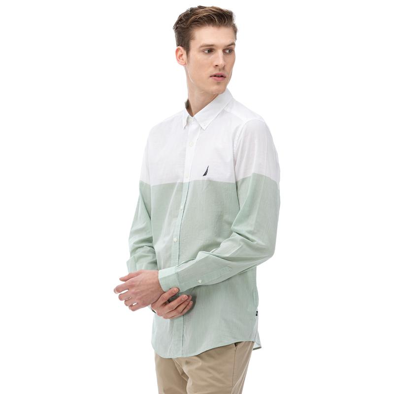 NAUTICA ERKEK YEŞİL UZUN KOLLU SLIM FIT GÖMLEK