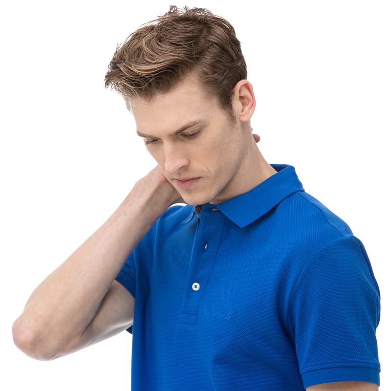 NAUTICA ERKEK MAVİ KISA KOLLU SLIM FIT POLO
