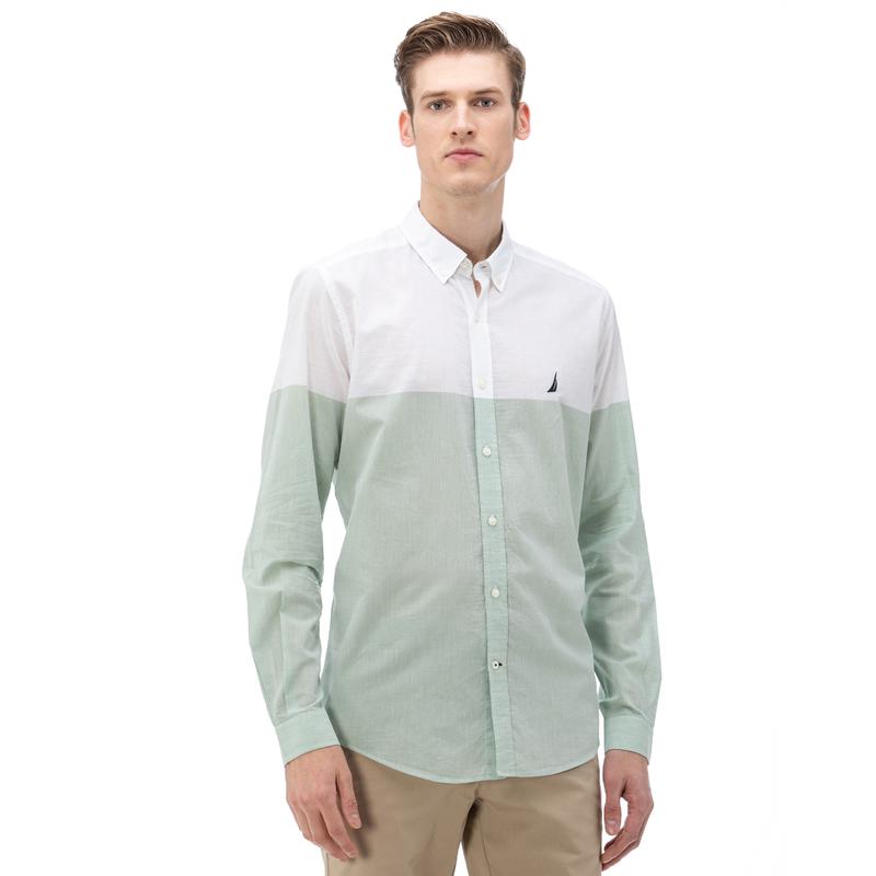 NAUTICA ERKEK YEŞİL UZUN KOLLU SLIM FIT GÖMLEK
