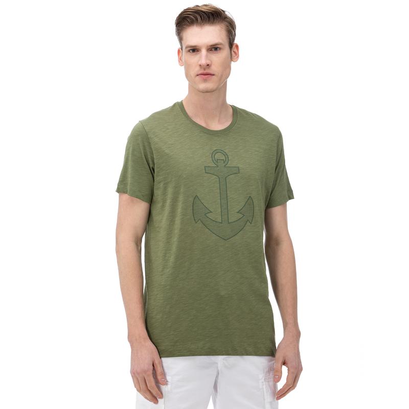 NAUTICA ERKEK YEŞİL BİSİKLET YAKA KISA KOLLU SLIM FIT T-SHIRT