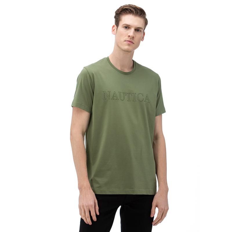 NAUTICA ERKEK YEŞİL BİSİKLET YAKA KISA KOLLU SLIM FIT T-SHIRT