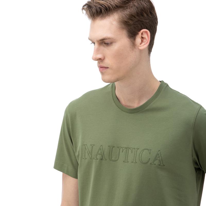 NAUTICA ERKEK YEŞİL BİSİKLET YAKA KISA KOLLU SLIM FIT T-SHIRT