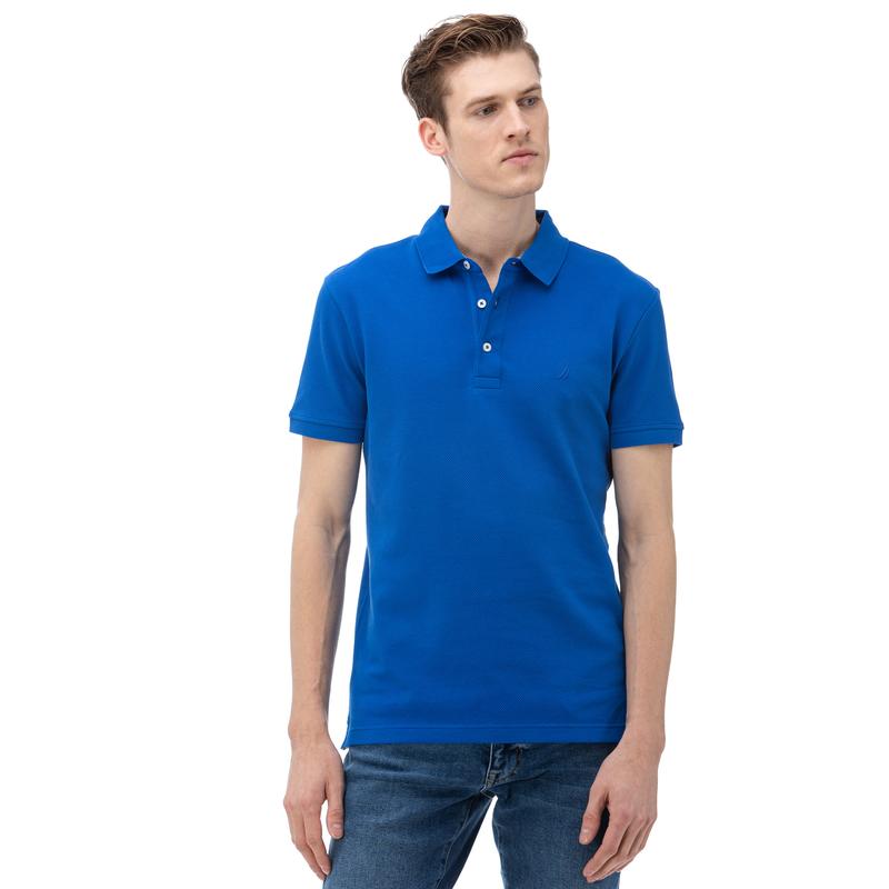 NAUTICA ERKEK MAVİ KISA KOLLU SLIM FIT POLO