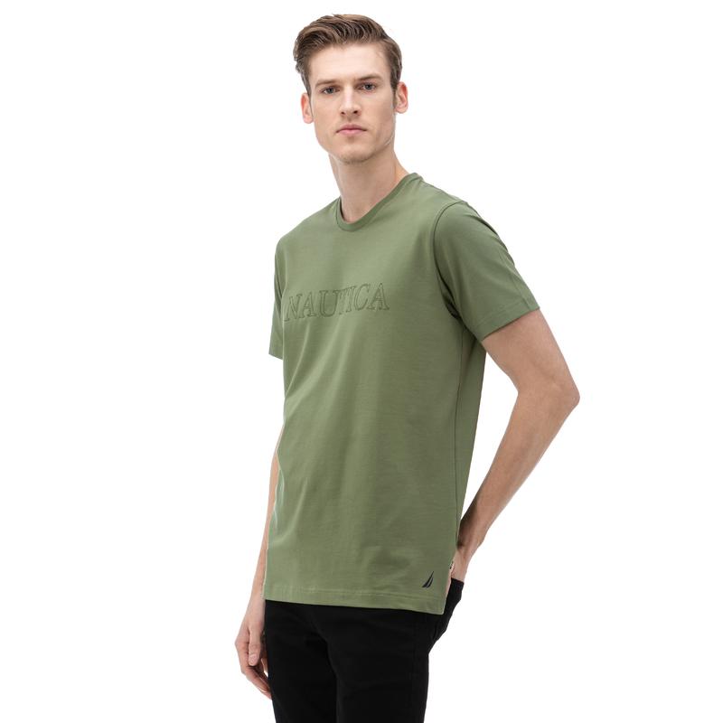 NAUTICA ERKEK YEŞİL BİSİKLET YAKA KISA KOLLU SLIM FIT T-SHIRT