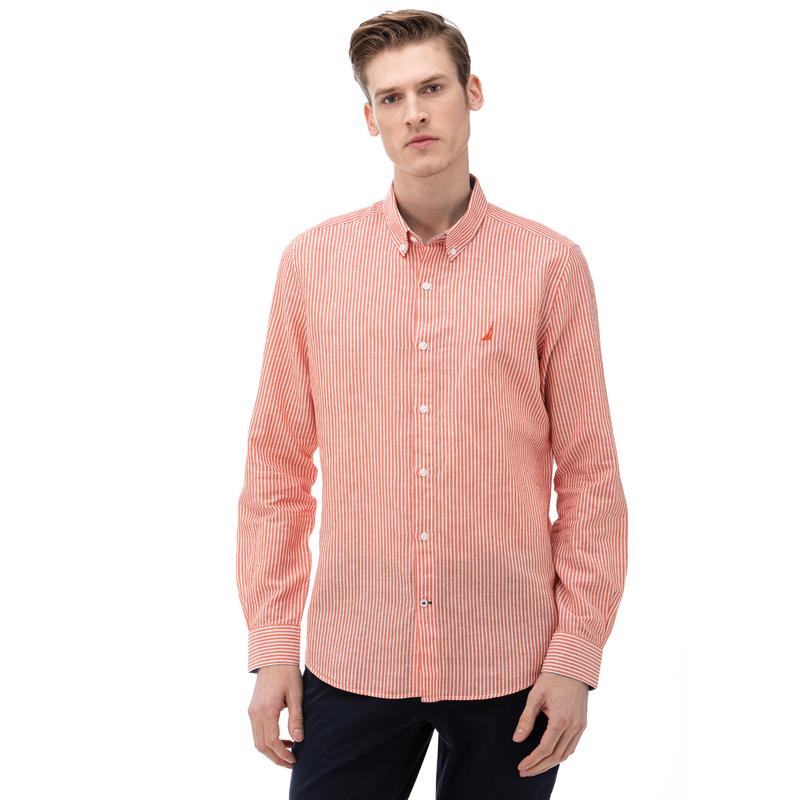 NAUTICA Erkek Slim Fit Turuncu Gömlek