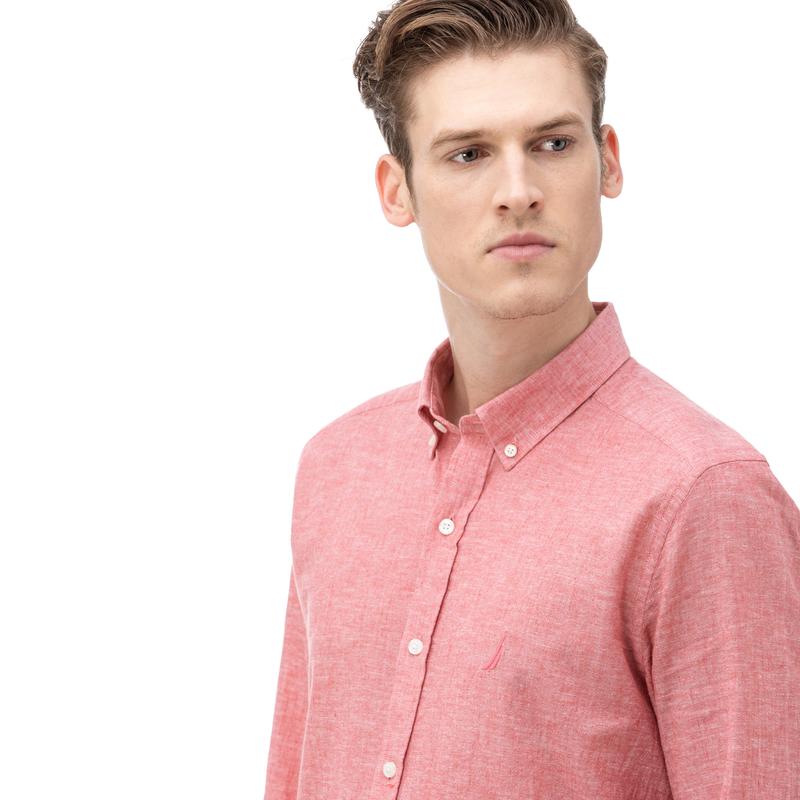 NAUTICA Erkek Slim Fit Kırmızı Gömlek
