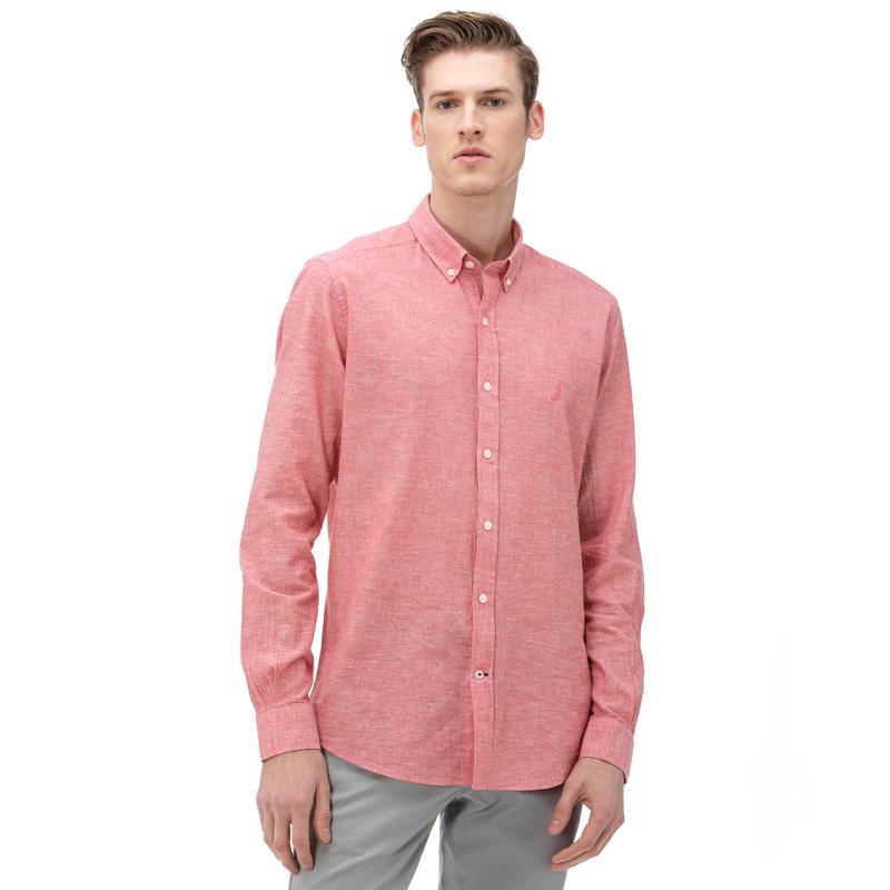 NAUTICA Erkek Slim Fit Kırmızı Gömlek