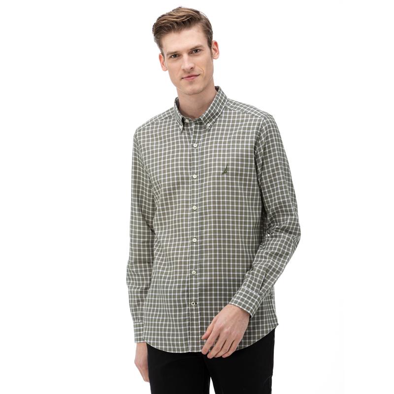 NAUTICA Erkek Slim Fit Haki Gömlek