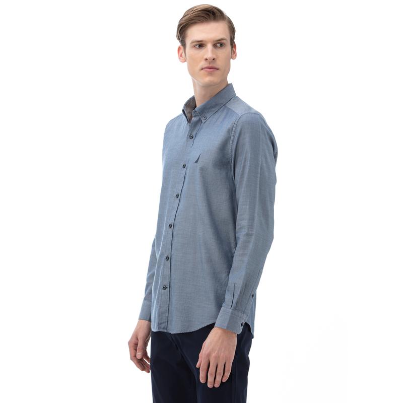 NAUTICA Erkek Slim Fit Mavi Gömlek