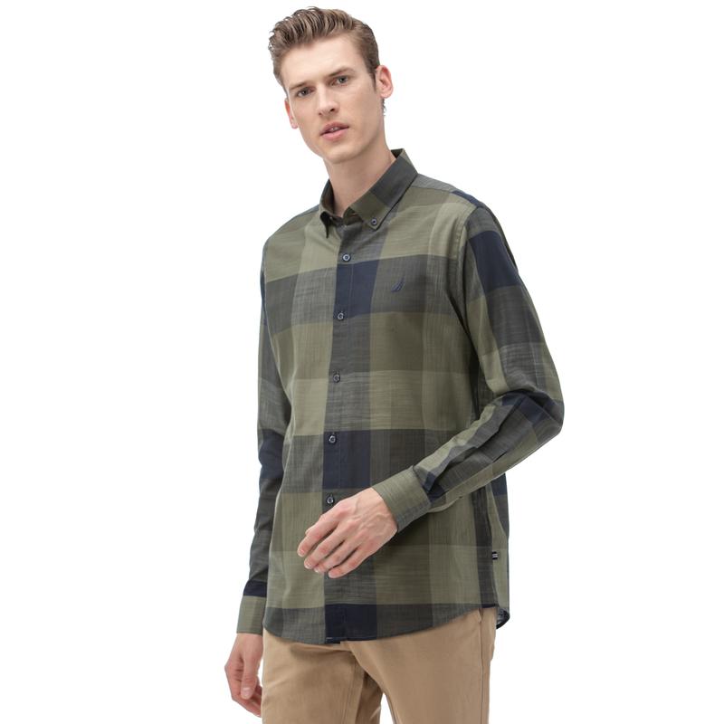 NAUTICA Erkek Slim Fit Haki Gömlek