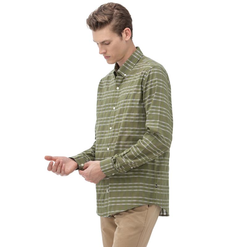 NAUTICA Erkek Slim Fit Haki Gömlek