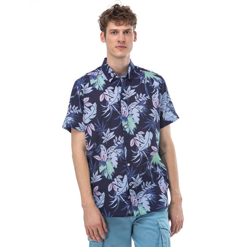 NAUTICA Erkek Classic Fit Mavi Kısa Kollu Gömlek