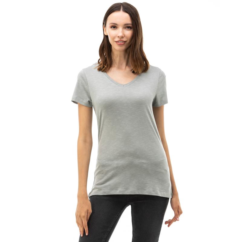 NAUTICA Kadın Gri V-Yaka T-Shirt
