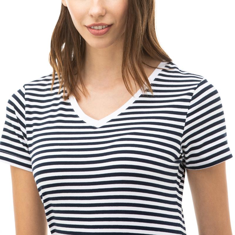 NAUTICA Kadın Lacivert Çizgili V-Yaka T-Shirt
