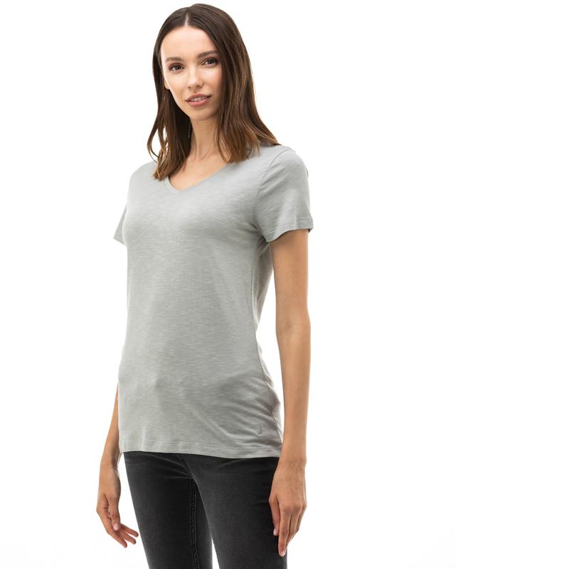 NAUTICA Kadın Gri V-Yaka T-Shirt