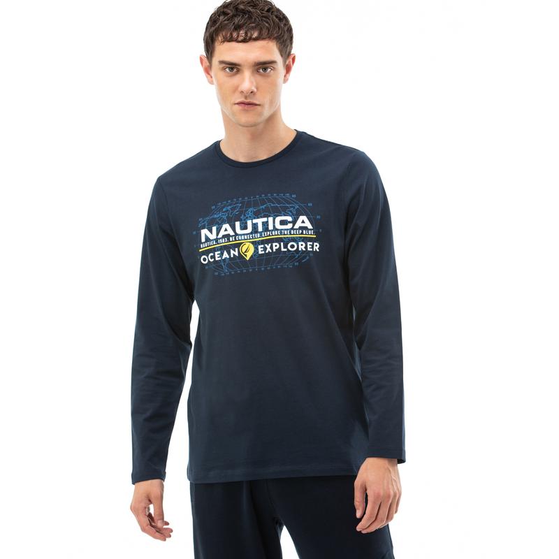 NAUTICA ERKEK LACİVERT UZUN KOLLU T-SHIRT