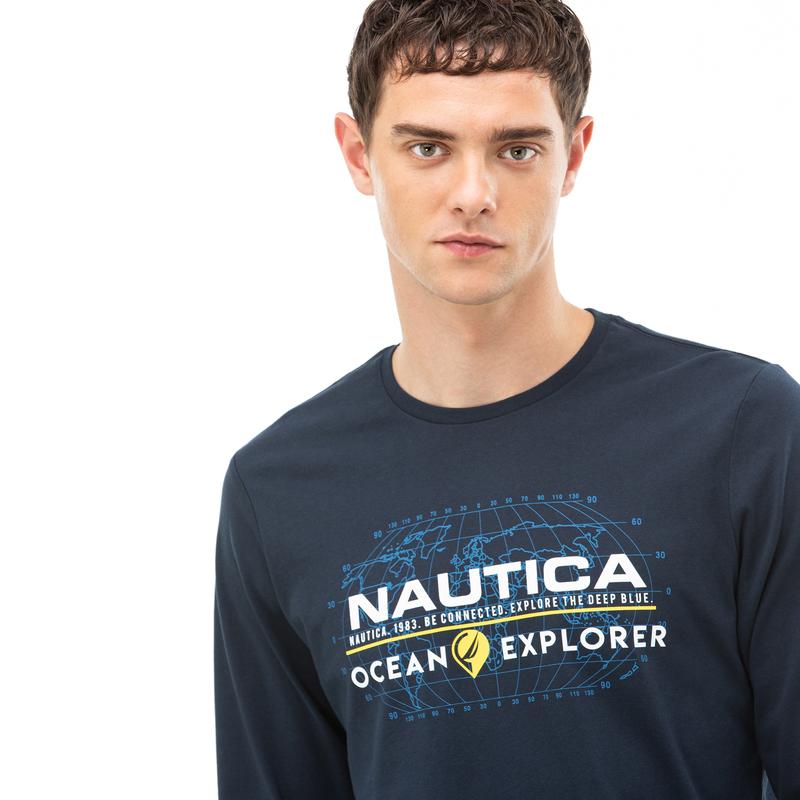 NAUTICA ERKEK LACİVERT UZUN KOLLU T-SHIRT