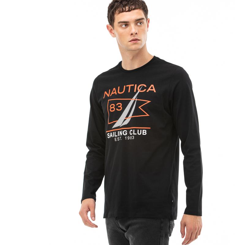 NAUTICA ERKEK SİYAH UZUN KOLLU T-SHIRT