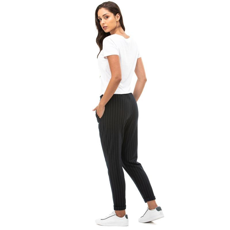 NAUTICA KADIN LACİVERT STANDART FIT ÇİZGİLİ PANTOLON