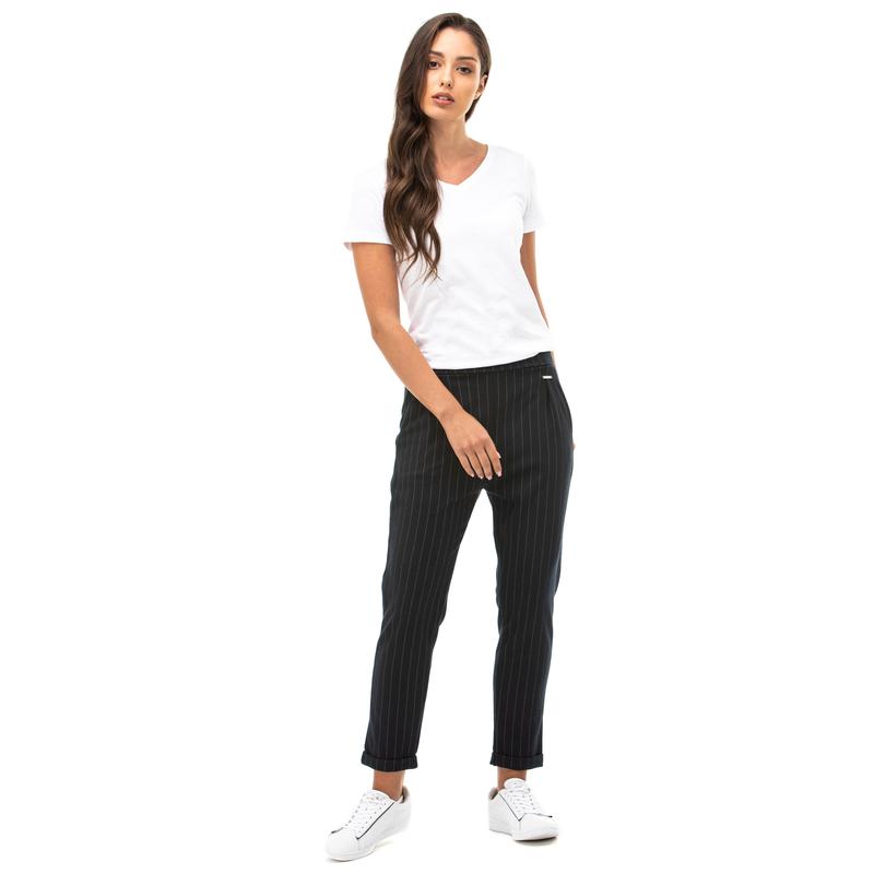 NAUTICA KADIN LACİVERT STANDART FIT ÇİZGİLİ PANTOLON