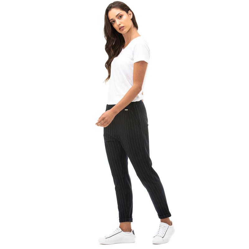 NAUTICA KADIN LACİVERT STANDART FIT ÇİZGİLİ PANTOLON