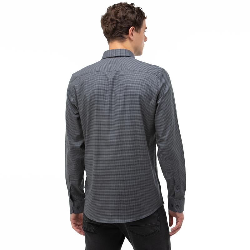NAUTICA ERKEK SİYAH SLIM FIT EKOSE GÖMLEK
