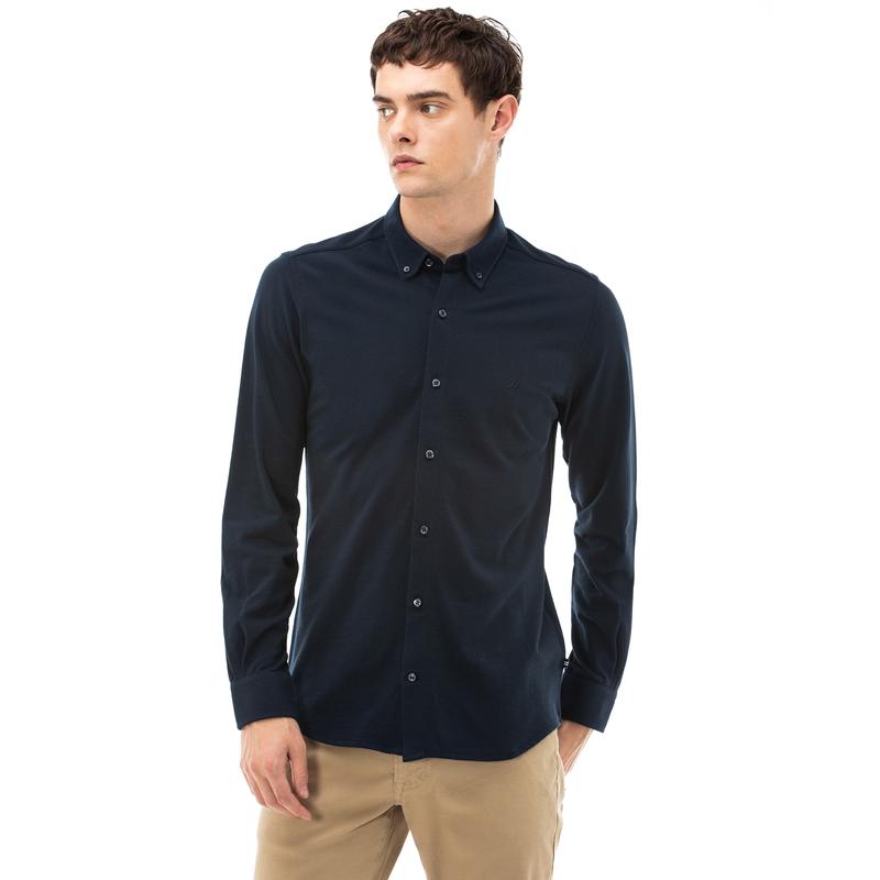NAUTICA Erkek Slim Fit Lacivert Kısa Kollu Gömlek