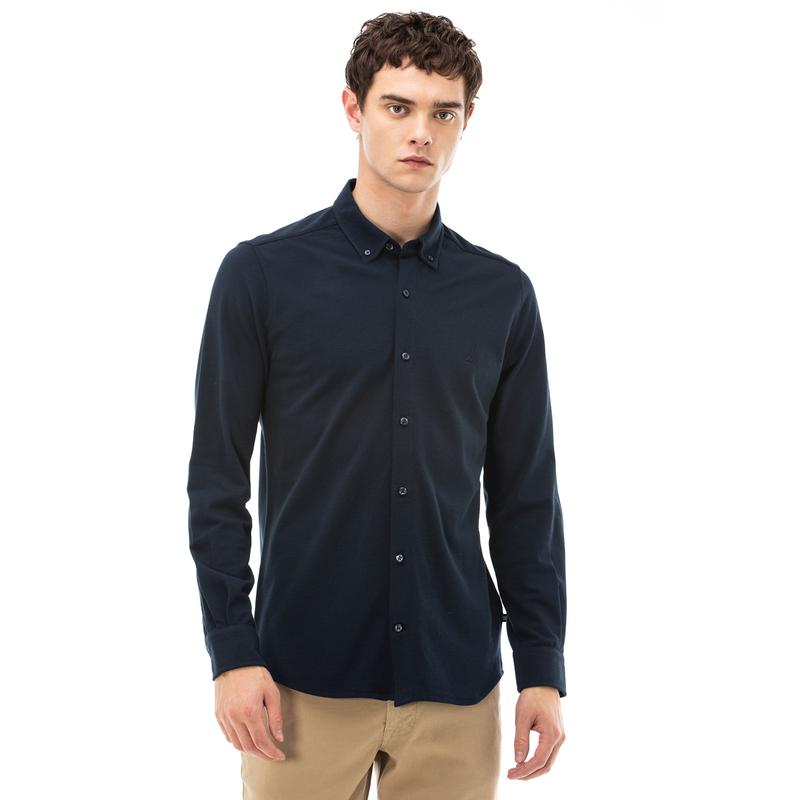 NAUTICA Erkek Slim Fit Lacivert Kısa Kollu Gömlek
