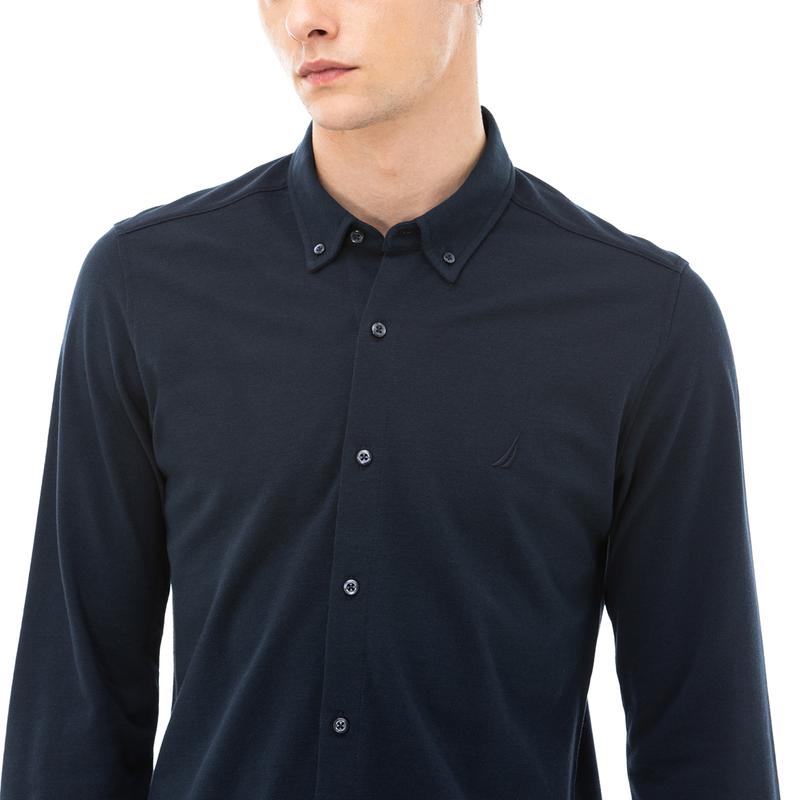 NAUTICA Erkek Slim Fit Lacivert Kısa Kollu Gömlek