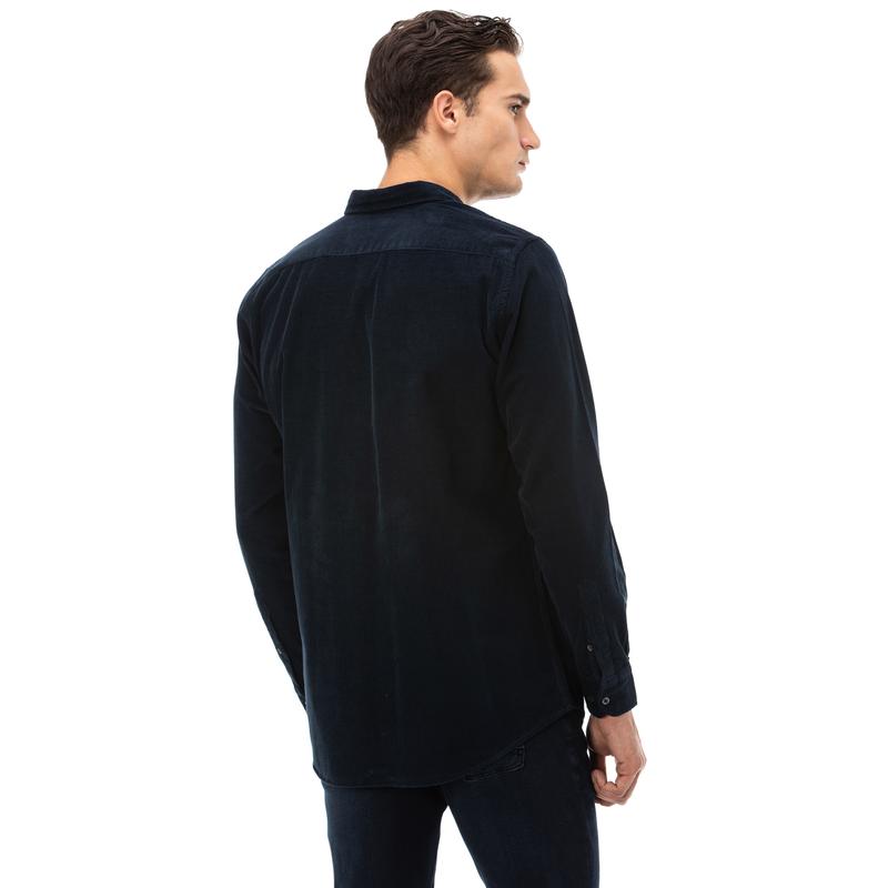 NAUTICA ERKEK LACİVERT CLASSIC FIT KADİFE GÖMLEK