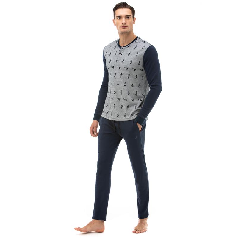 NAUTICA ERKEK ÇAPA DESENLİ PİJAMA TAKIM
