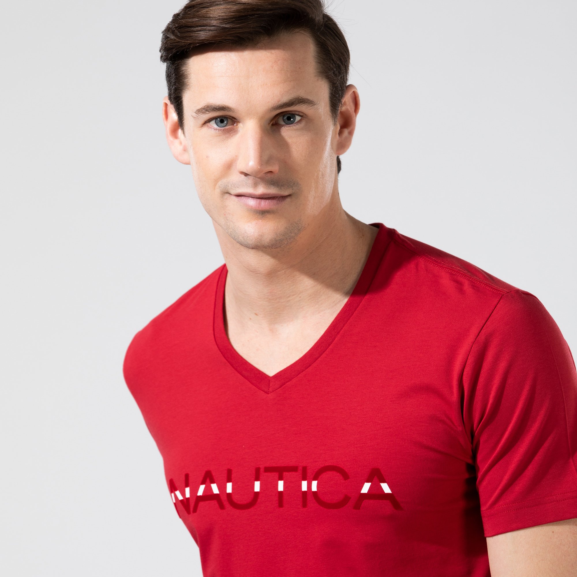 NAUTICA Erkek Kırmızı V-Yaka T-Shirt