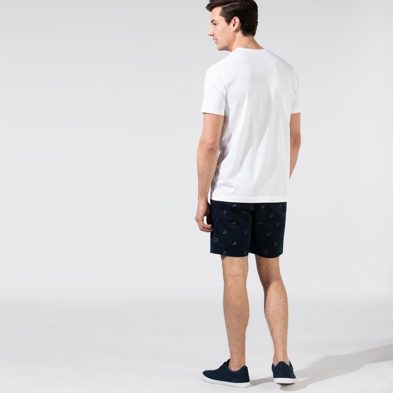NAUTICA ERKEK LACİVERT SLIM FIT BASKILI BERMUDA ŞORT