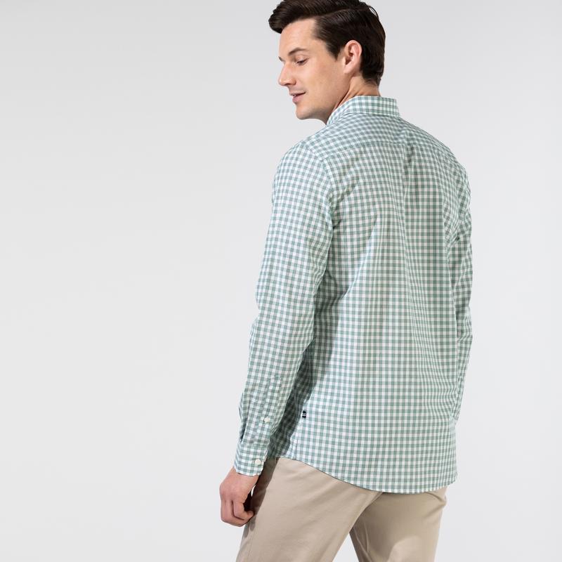 NAUTICA ERKEK YEŞİL SLIM FIT EKOSE UZUN KOLLU GÖMLEK