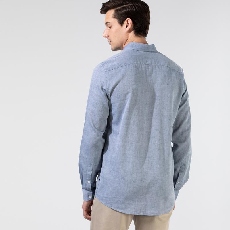 NAUTICA ERKEK MAVİ SLIM FIT UZUN KOLLU GÖMLEK