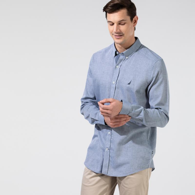 NAUTICA ERKEK MAVİ SLIM FIT UZUN KOLLU GÖMLEK