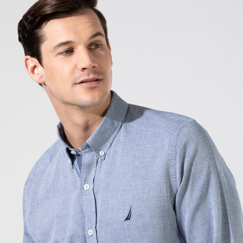 NAUTICA ERKEK MAVİ SLIM FIT UZUN KOLLU GÖMLEK