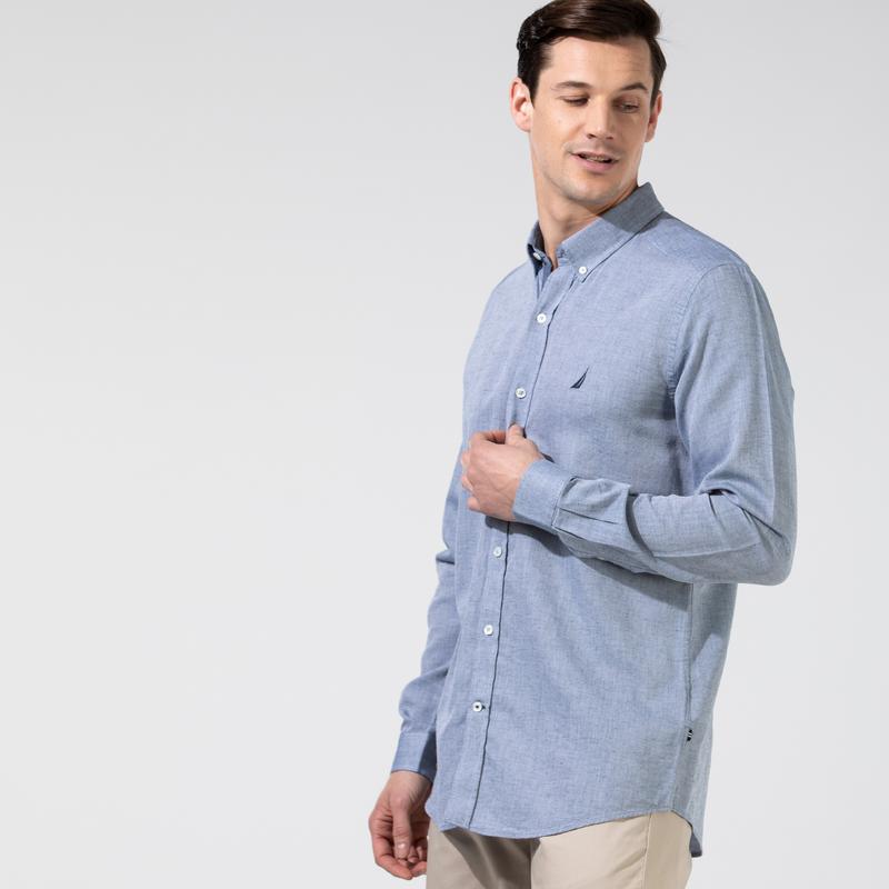 NAUTICA ERKEK MAVİ SLIM FIT UZUN KOLLU GÖMLEK