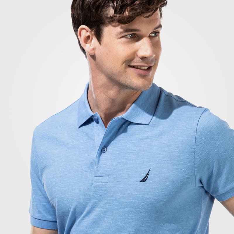 NAUTICA ERKEK MAVİ FLAMLI SLIM FIT POLO