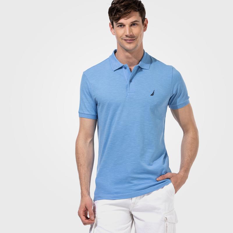NAUTICA ERKEK MAVİ FLAMLI SLIM FIT POLO