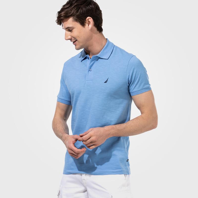 NAUTICA ERKEK MAVİ FLAMLI SLIM FIT POLO