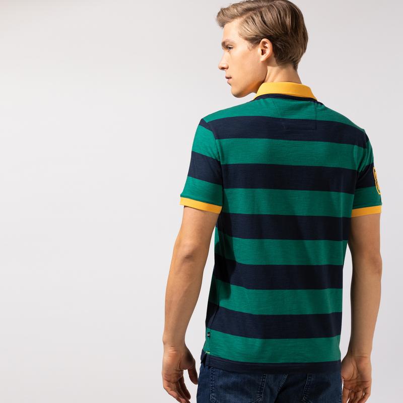 NAUTICA ERKEK YEŞİL ÇİZGİLİ SLIM FIT KISA KOLLU POLO