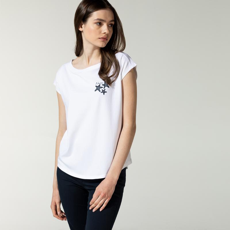 NAUTICA KADIN BEYAZ BASKILI T-SHIRT