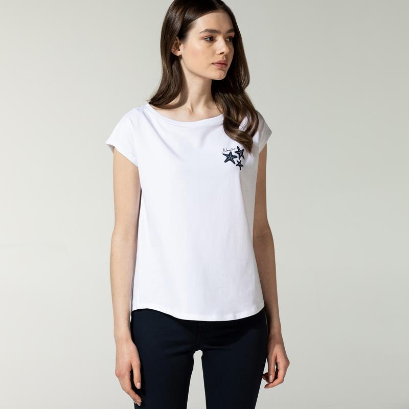 NAUTICA KADIN BEYAZ BASKILI T-SHIRT