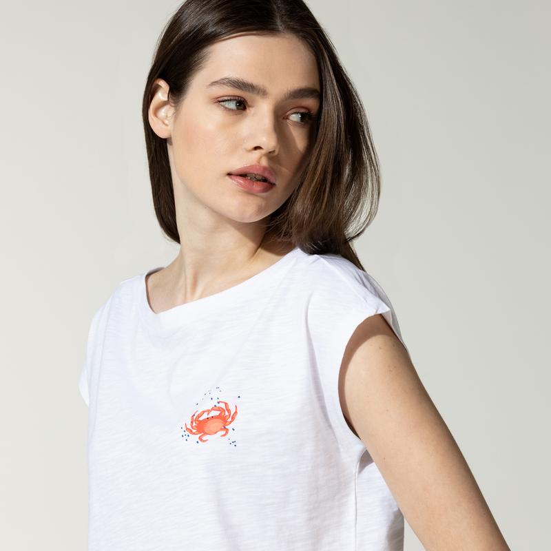 NAUTICA KADIN BEYAZ BASKILI T-SHIRT