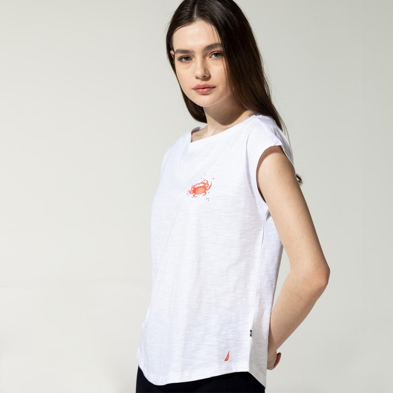 NAUTICA KADIN BEYAZ BASKILI T-SHIRT